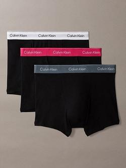Calvin Klein ICON Relaxed Fit Cotton Blend Trunks, Pack of 3, Black/Multi, Black/Multi