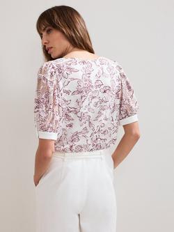 Phase Eight Kelly Burnout Floral Top, Ivory - view 2, Ivory