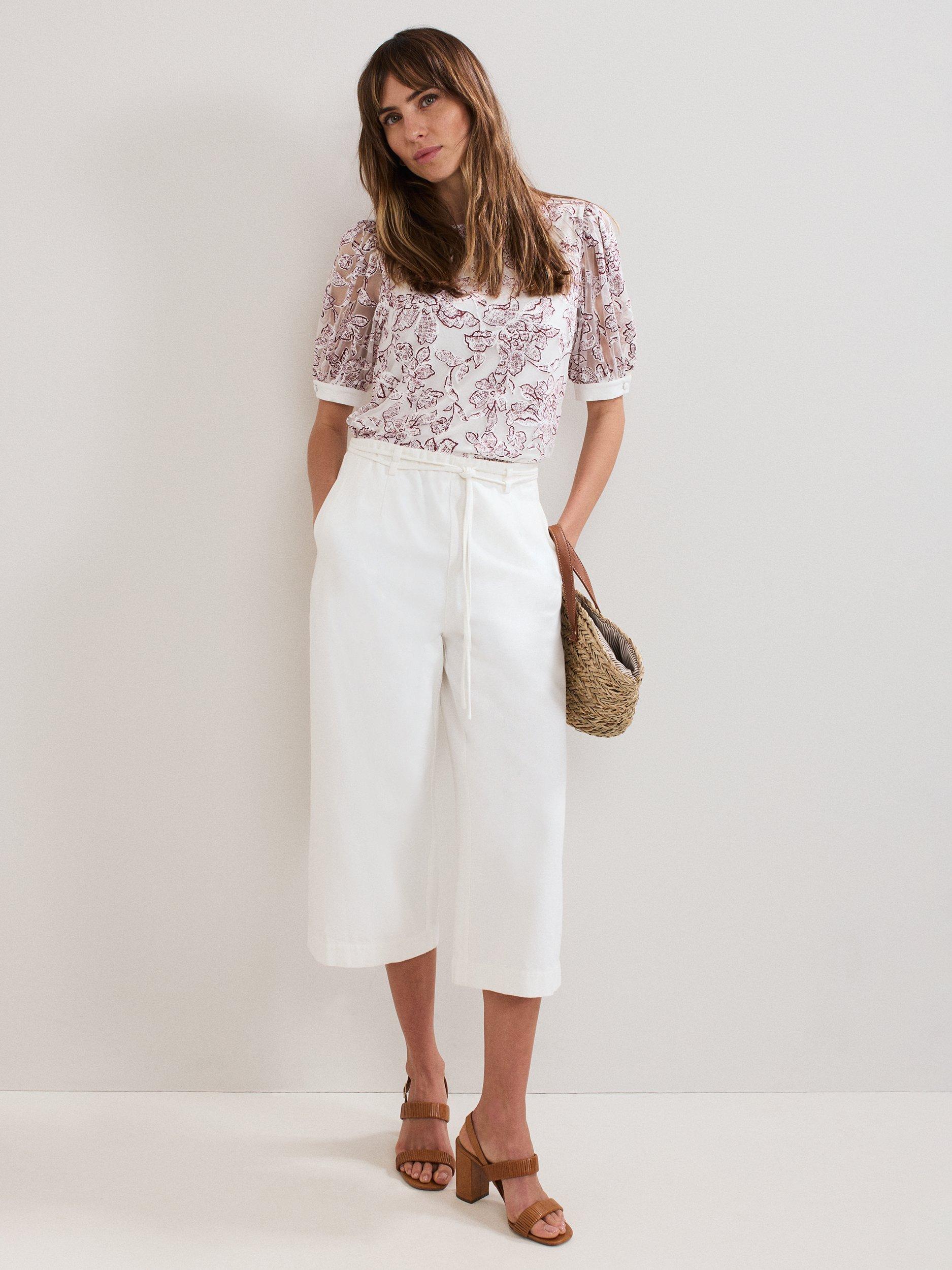 Product image 3 of 6, which shows Phase Eight Kelly Burnout Floral Top, Ivory, 8