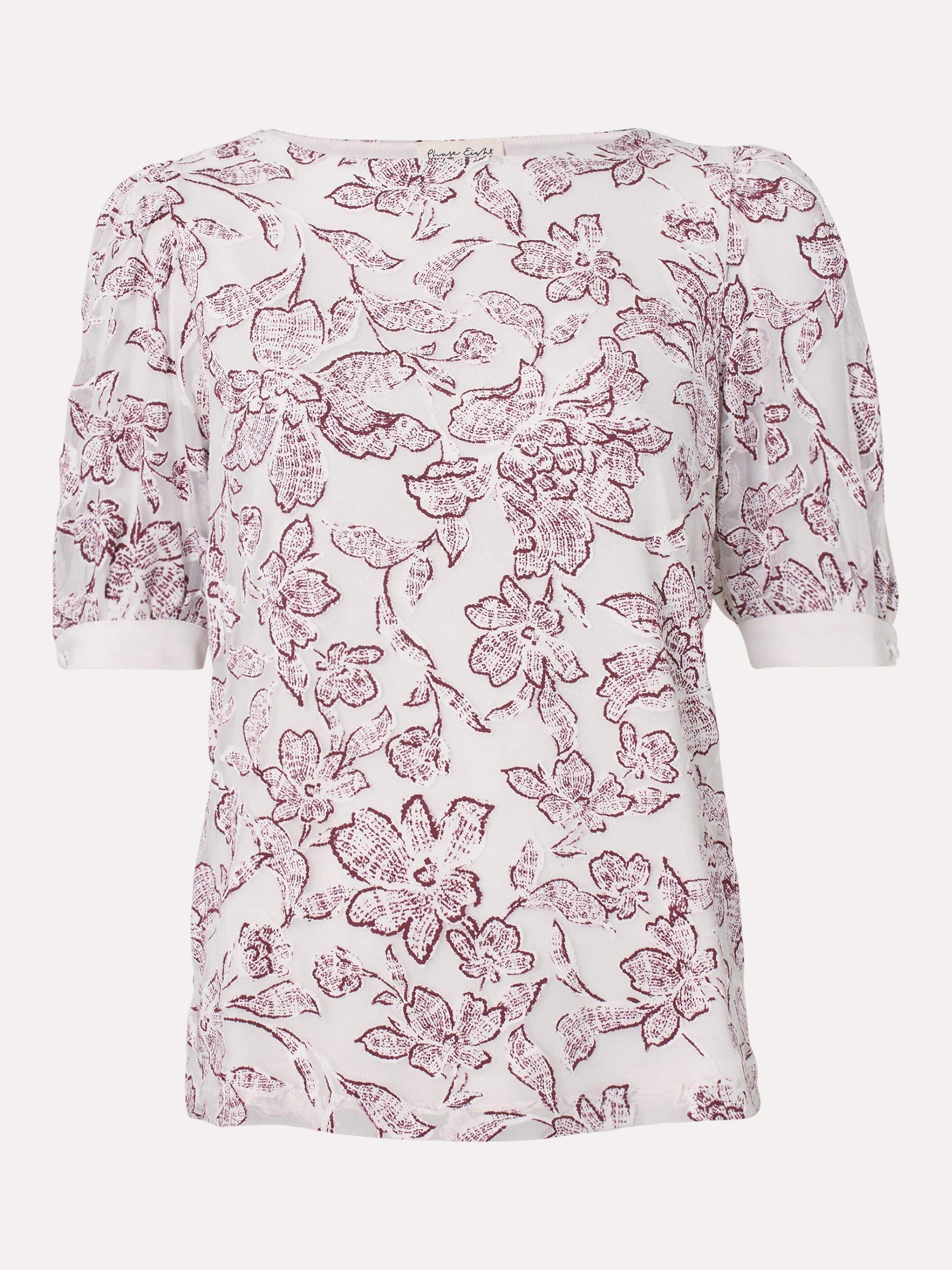 Product image 4 of 6, which shows Phase Eight Kelly Burnout Floral Top, Ivory, 8