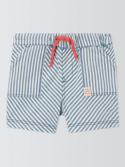 John Lewis Baby Ticking Stripe Shorts, Blue, Blue