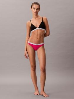 Calvin Klein Logo Band Thong, Vibrant Pink - view 2, Vibrant Pink