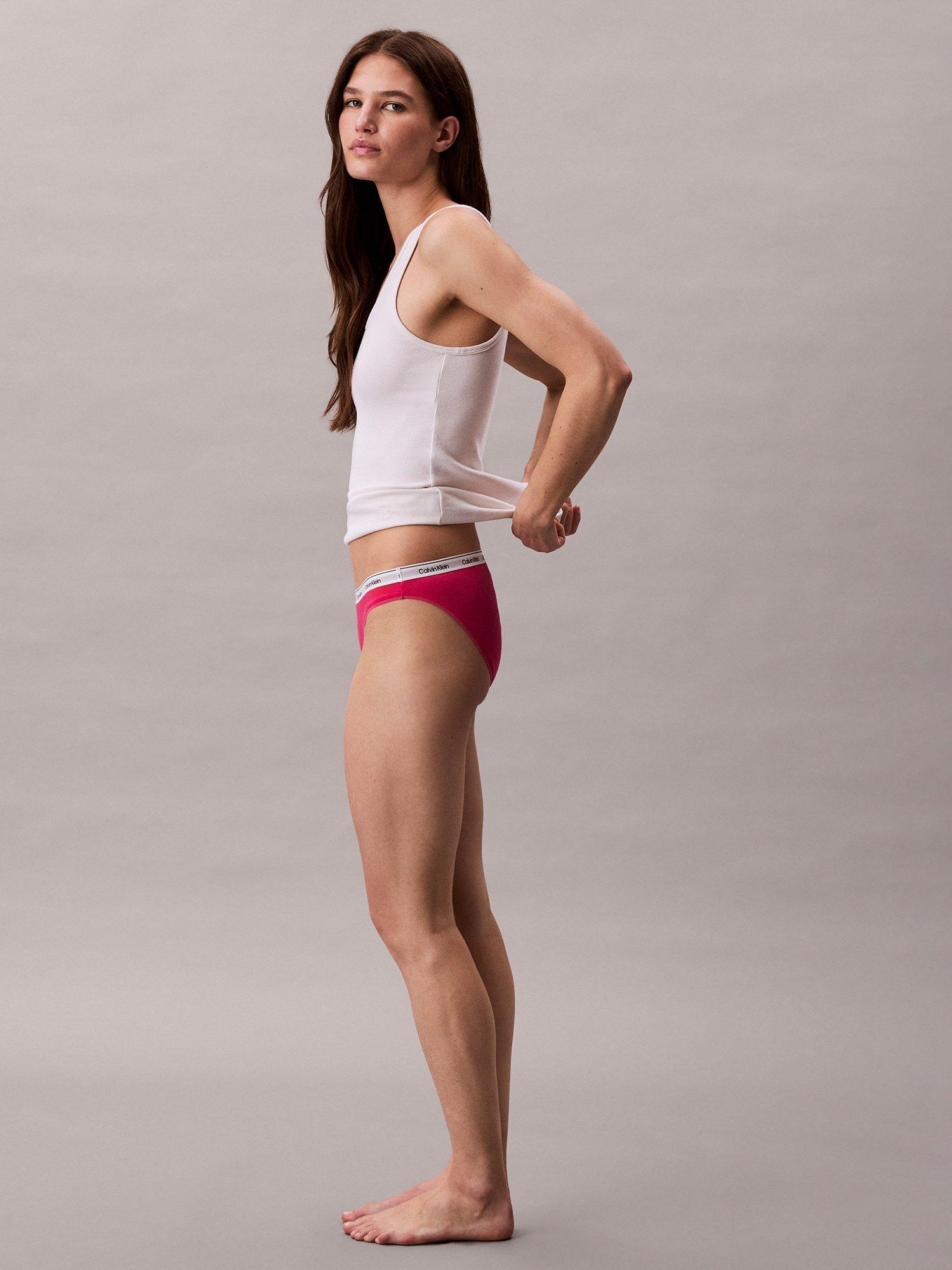 Product image 2 of 5, which shows Calvin Klein Logo Band Bikini Knickers, Vibrant Pink, XS