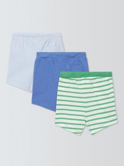 John Lewis Baby Stripe & Plain Mix Shorts, Pack of 3, Multi - view 2, Multi