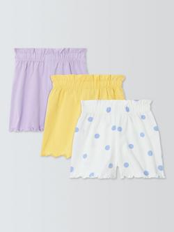 John Lewis Baby Polka Dot Mix Shorts, Pack of 3, Multi - view 2, Multi