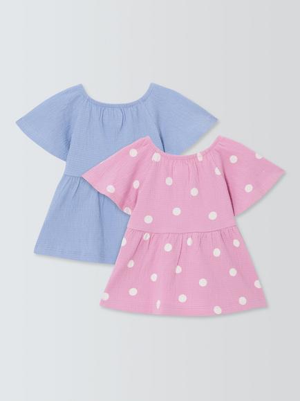 John Lewis Baby Crinkle Top, Pack of 2, Multi - view 2, Multi
