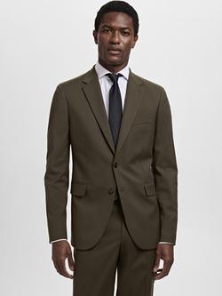 Mango Milan Single Breasted Blazer, Khaki