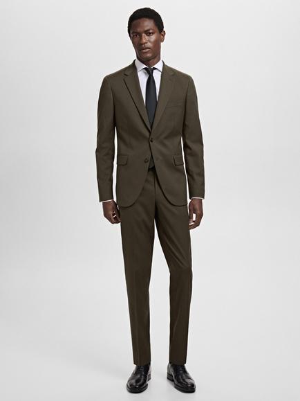 Mango Milan Single Breasted Blazer - view 2, Khaki