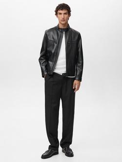 Mango Brake Zip Front Biker Jacket, Black - view 2, Black