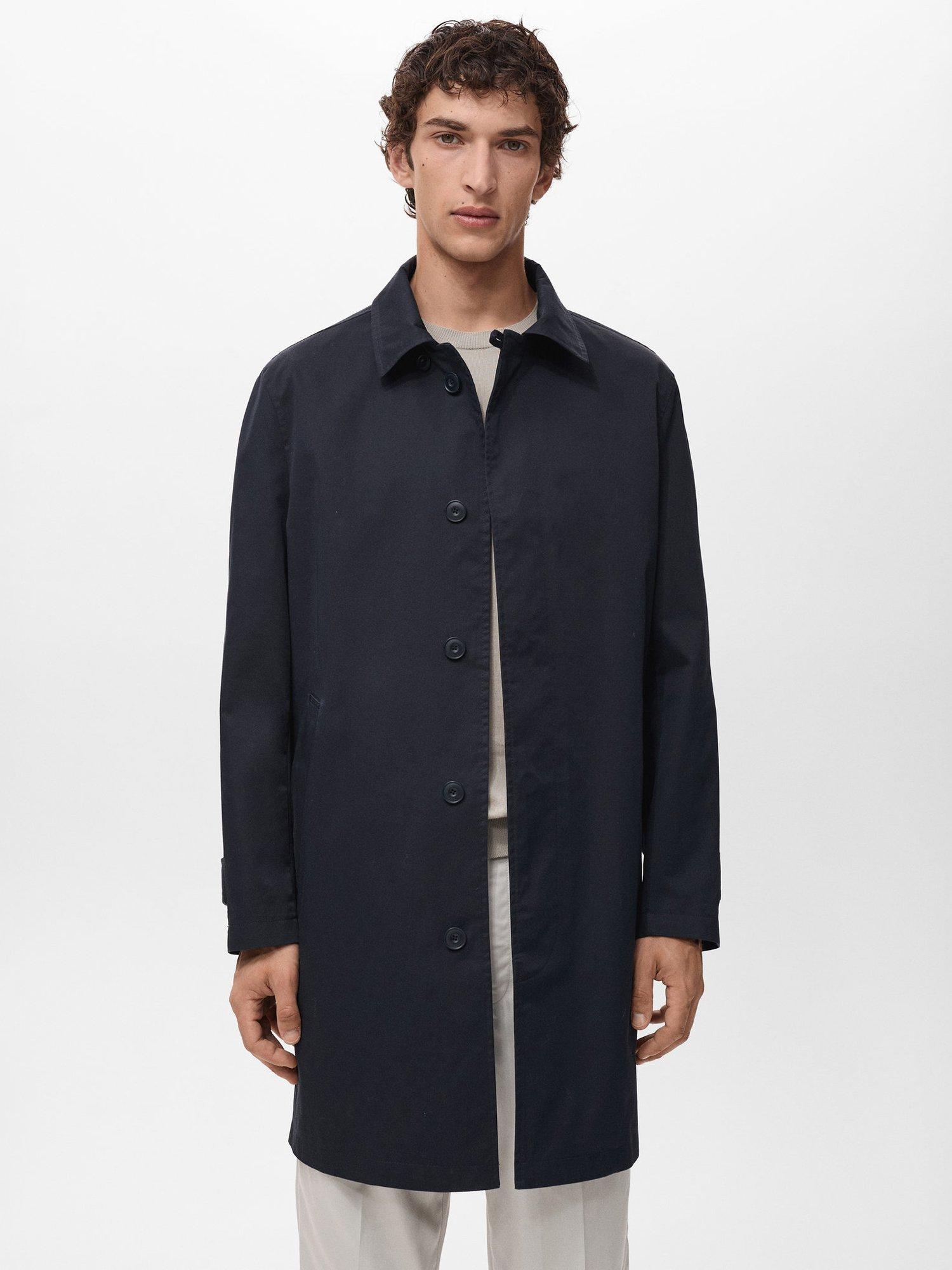 Product image 1 of 8, which shows Mango Chayton Water Repellent Overcoat, Dark Blue, L