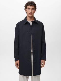 Mango Chayton Water Repellent Overcoat, Dark Blue, Dark Blue