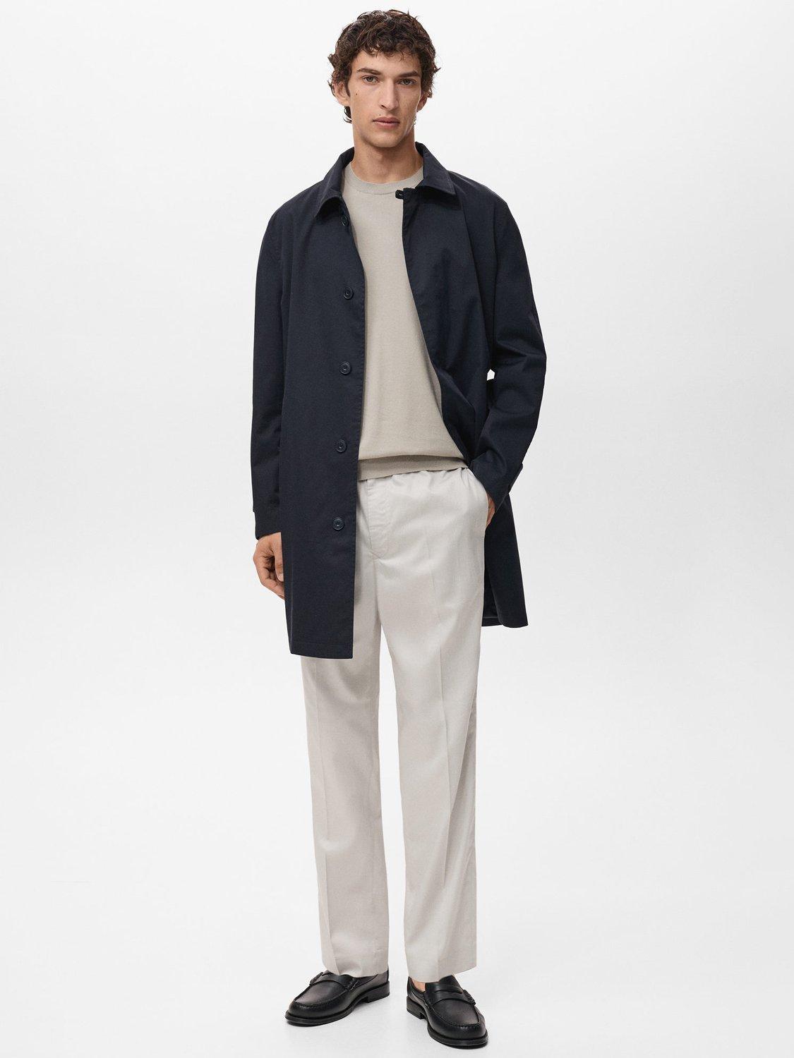 Product image 2 of 8, which shows Mango Chayton Water Repellent Overcoat, Dark Blue, L