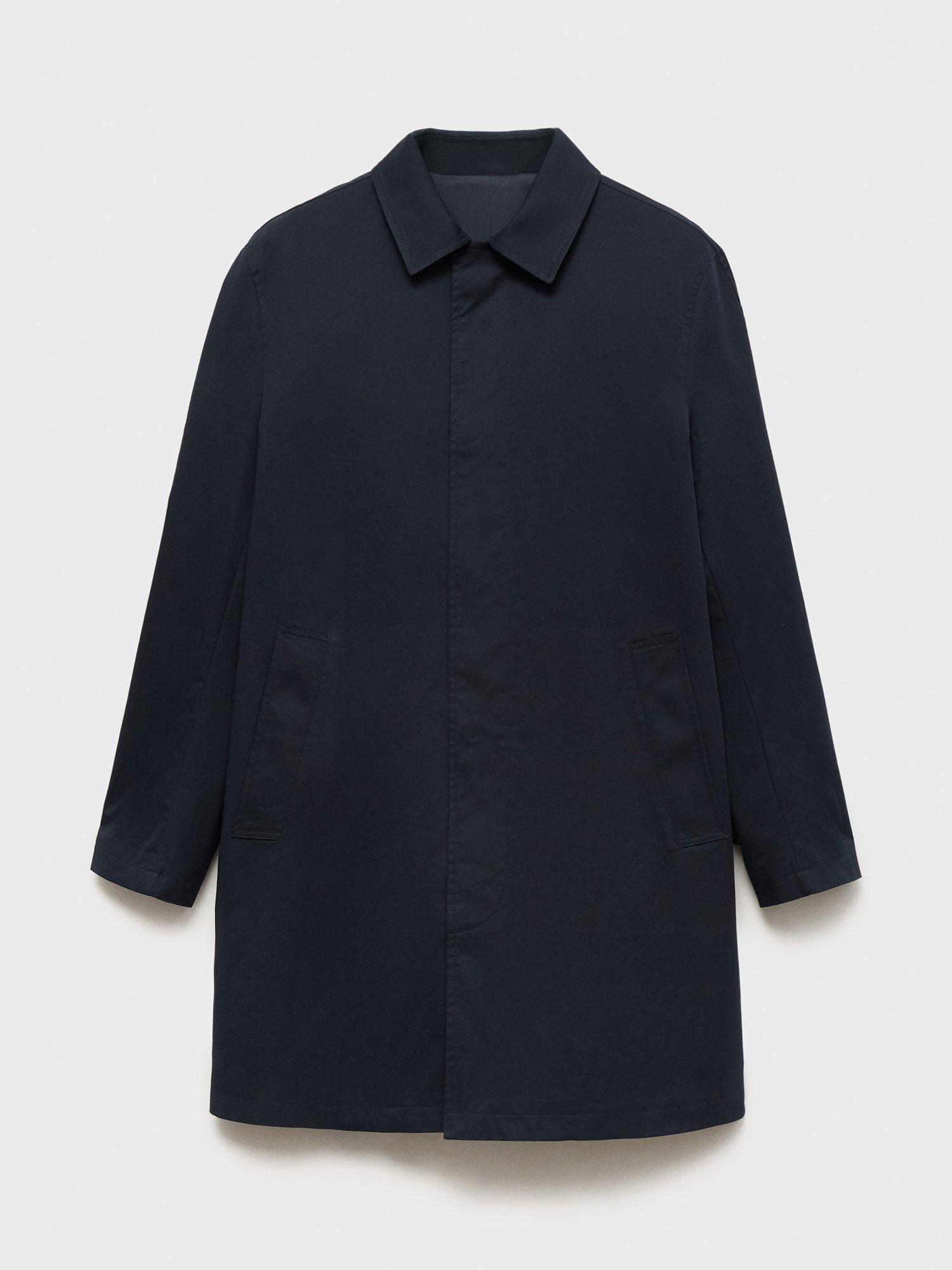 Product image 3 of 8, which shows Mango Chayton Water Repellent Overcoat, Dark Blue, L