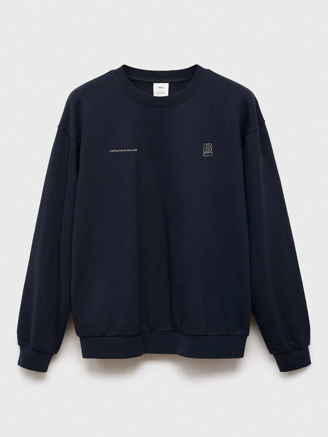 Product image 3 of 8, which shows Mango Brooklyn Crew Neck Cotton Sweatshirt, Navy, XXL