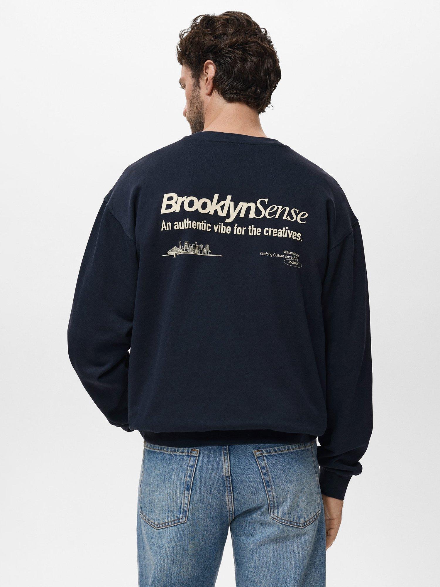 Product image 4 of 8, which shows Mango Brooklyn Crew Neck Cotton Sweatshirt, Navy, XXL