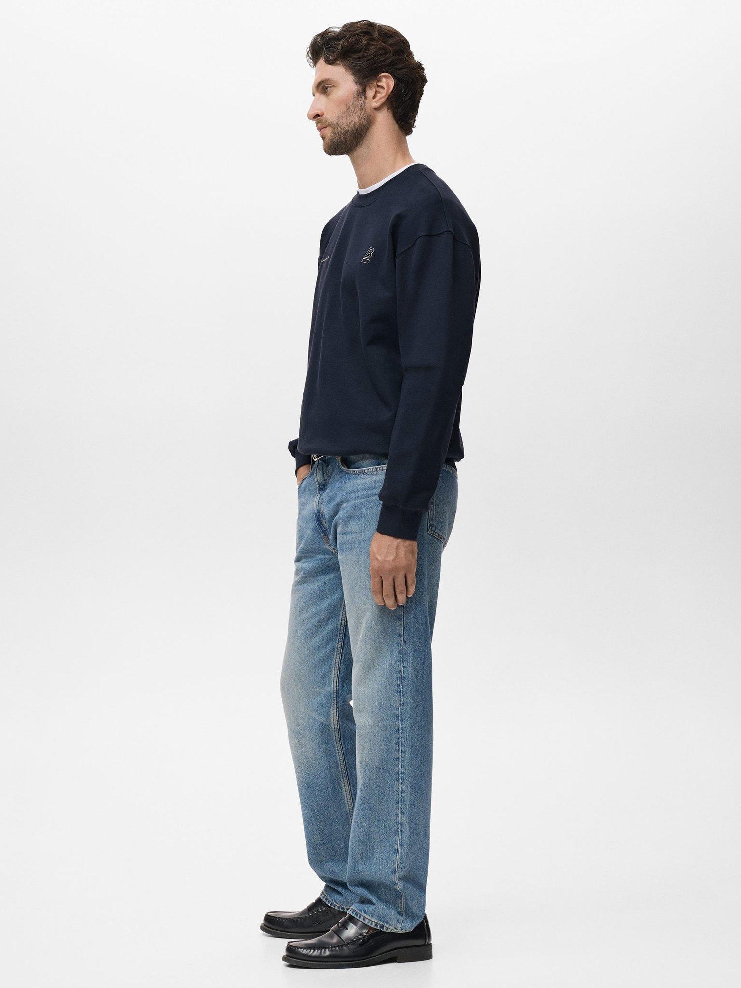 Product image 7 of 8, which shows Mango Brooklyn Crew Neck Cotton Sweatshirt, Navy, XXL
