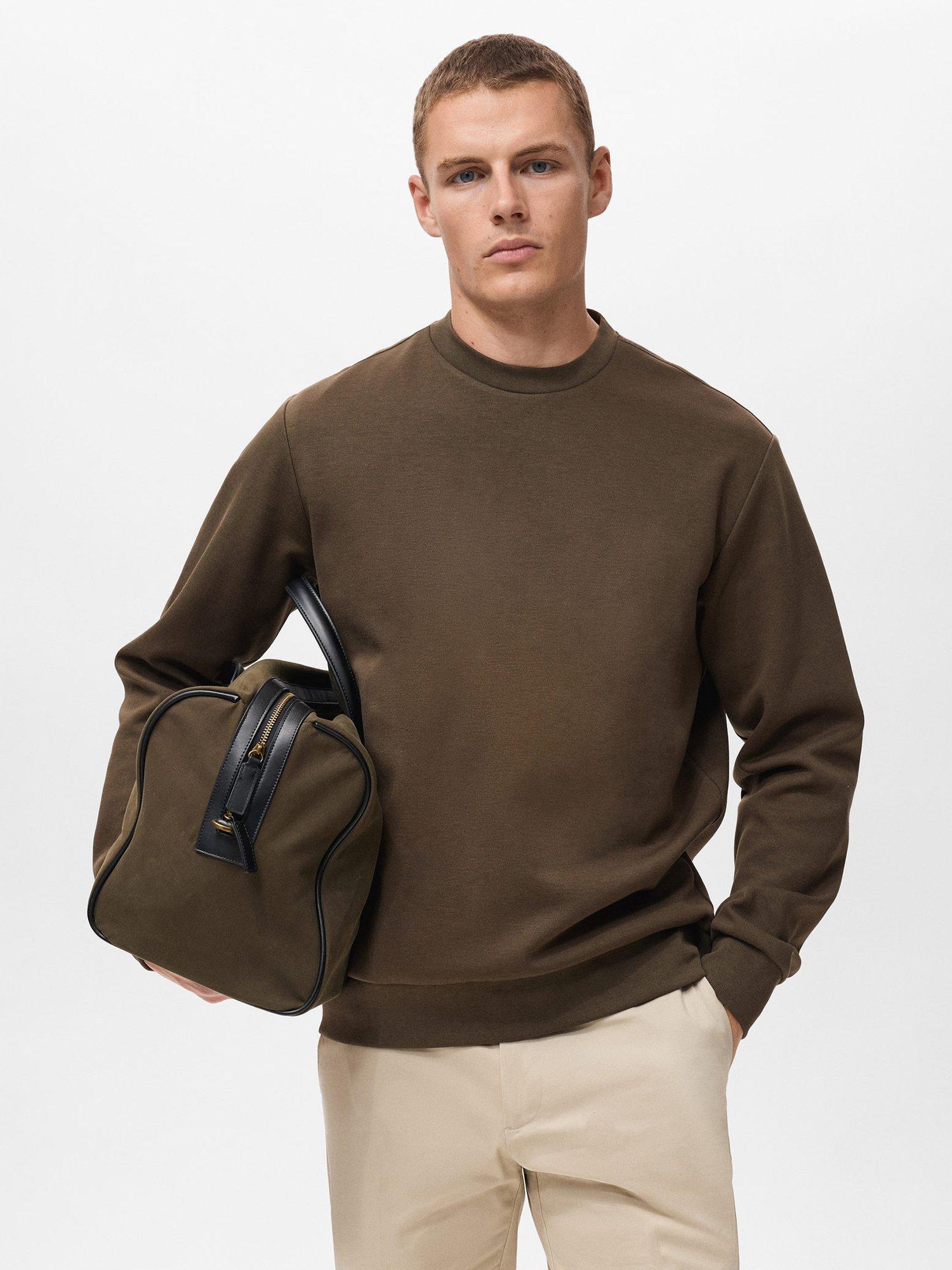 Product image 1 of 8, which shows Mango Nola Crew Neck Sweatshirt, Olive Green, XS