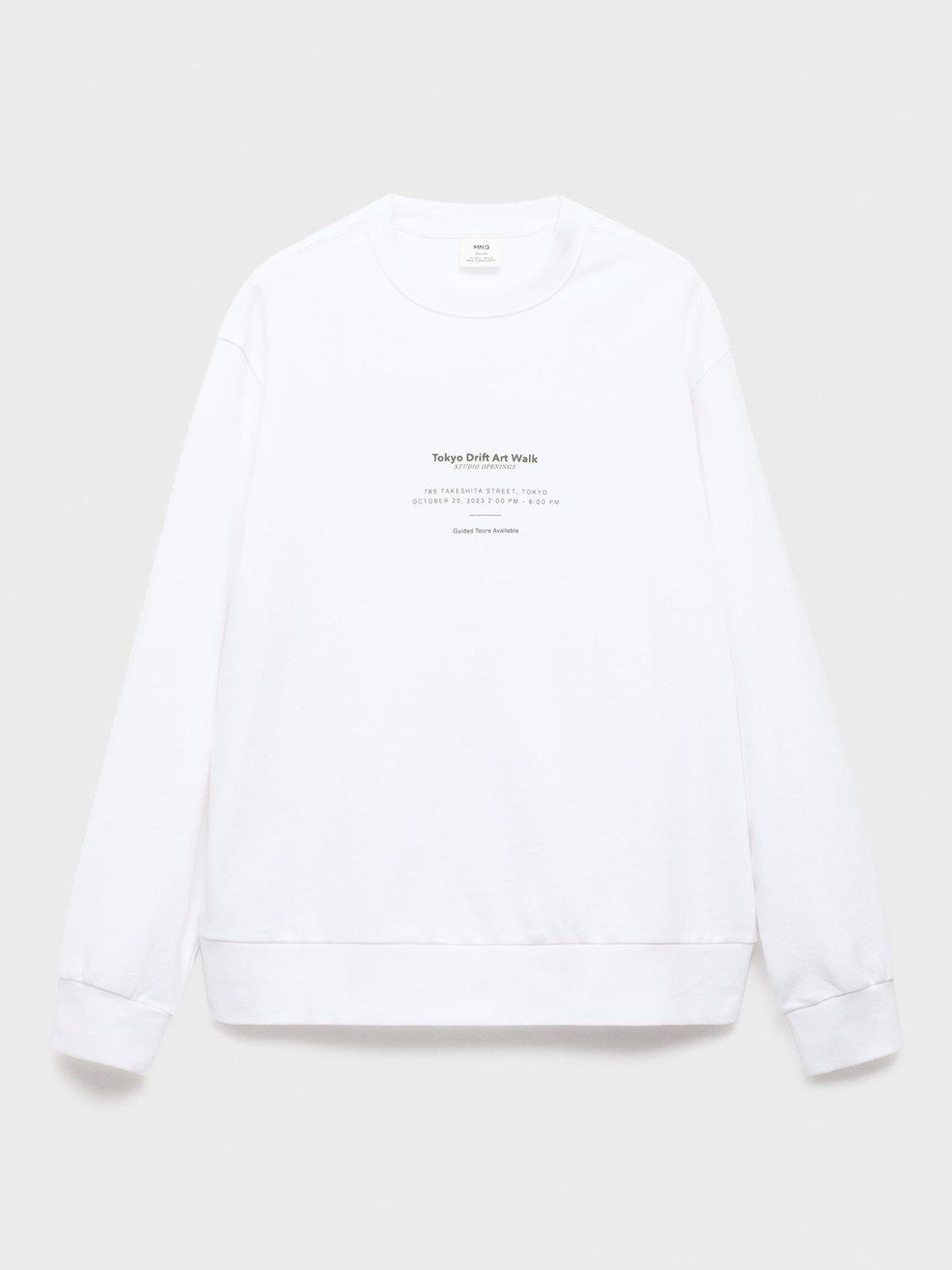 Product image 3 of 8, which shows Mango Tokyo Crew Neck Cotton Sweatshirt, White, L