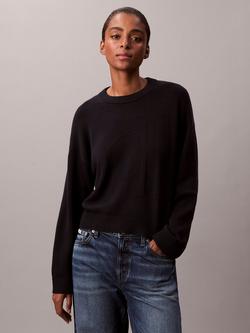 Calvin Klein Essential Cropped Long Sleeve Top, Dark Sapphire, Dark Sapphire