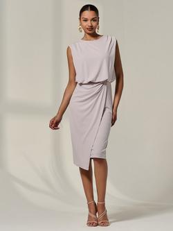 Jolie Moi Jersey Draped Midi Dress, Stone