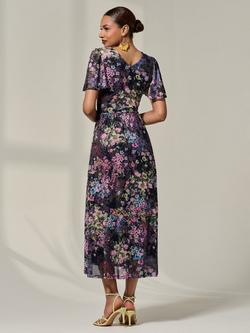 Jolie Moi Angel Mesh V-Neck Midaxi Dress - view 2, Floral Multi