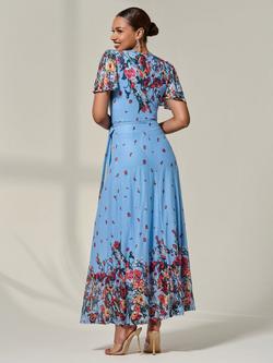 Jolie Moi Mirror Wrap Maxi Dress - view 2, Blue Floral