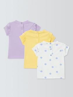 John Lewis Baby Frilled Sleeve Tops, Pack of 3, Multi - view 2, Multi