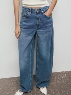 Mango Dana Mid Rise Balloon Jeans, Open Blue, Open Blue