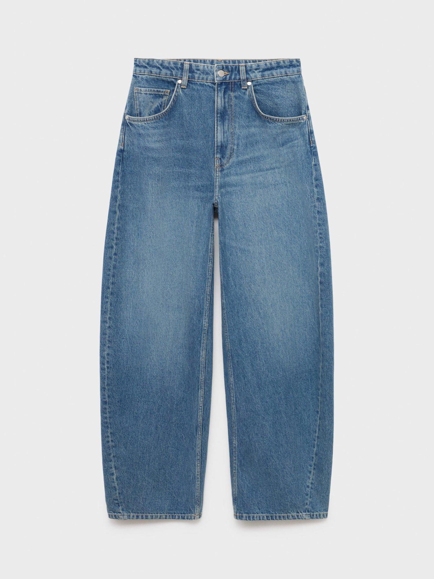 Product image 3 of 8, which shows Mango Dana Mid Rise Balloon Jeans, Open Blue, 10