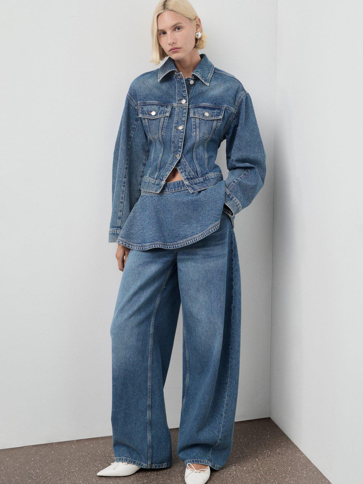 Product image 6 of 8, which shows Mango Dana Mid Rise Balloon Jeans, Open Blue, 10