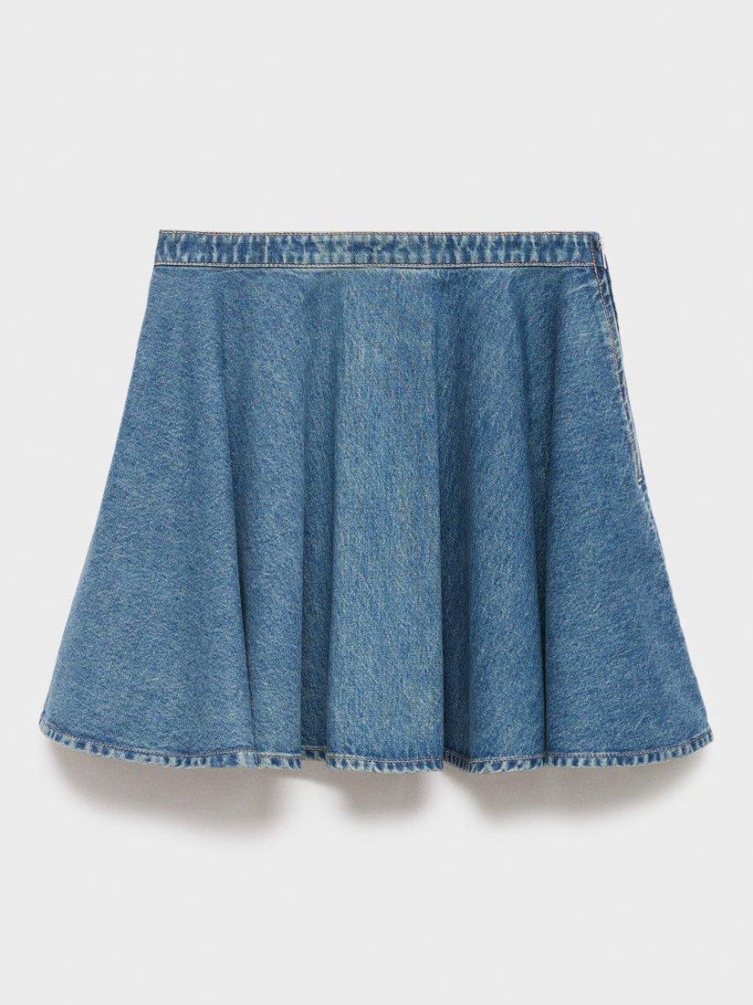 Product image 3 of 11, which shows Mango Danae A-Line Denim Skirt, Open Blue, L