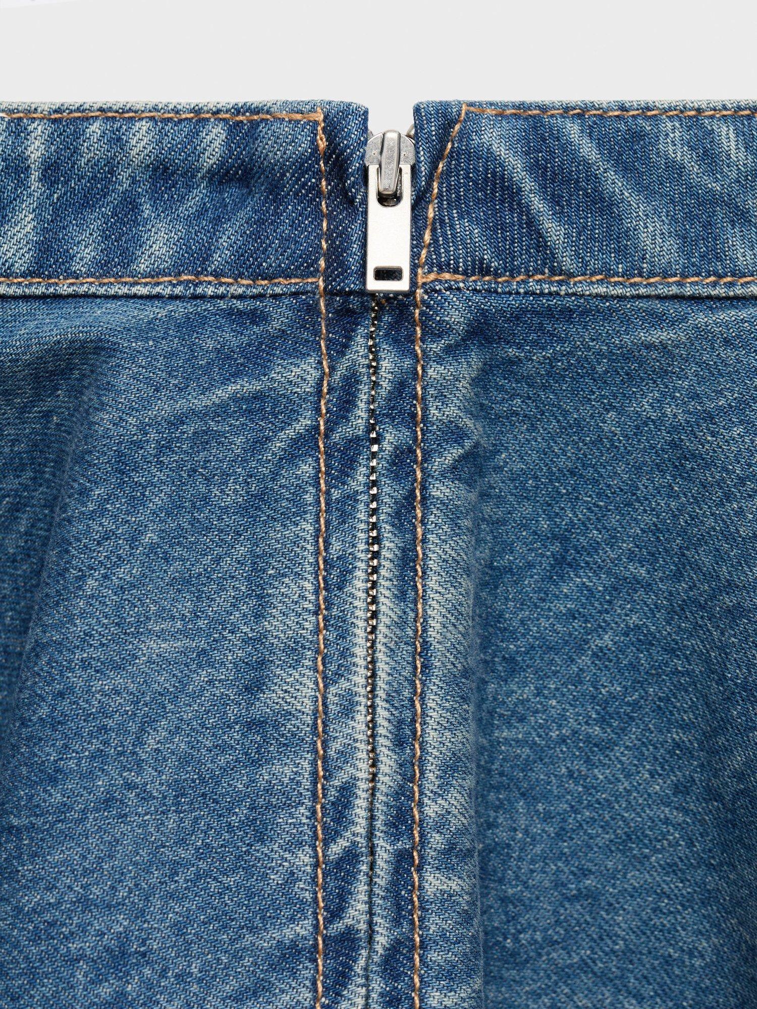 Product image 5 of 11, which shows Mango Danae A-Line Denim Skirt, Open Blue, L