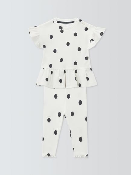 John Lewis Baby Polka Dot Top and Trouser Set, Multi, Multi