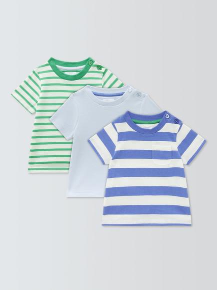 John Lewis Baby Short Sleeve T-Shirts, Pack of 3, Multi, Multi