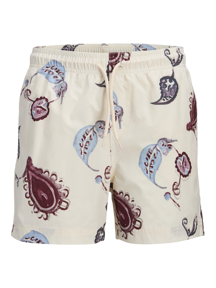 Jack & Jones Kids' Paisley Print Swim Trunks, Antique White, Antique White