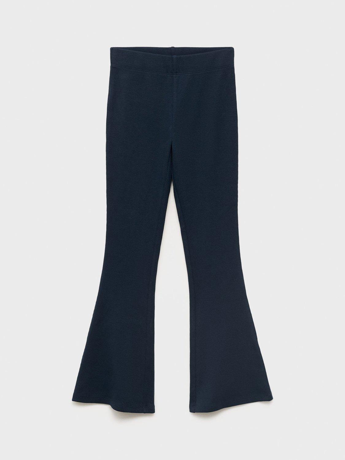 Product image 1 of 4, which shows Mango Kids' Cotton Rich Flared Leggings, Navy, 10 years