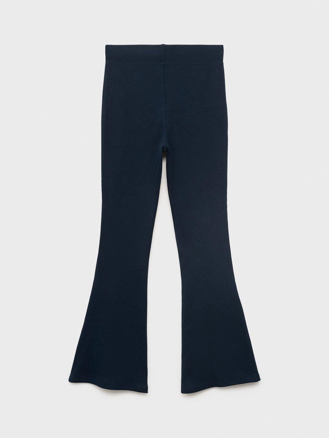 Product image 2 of 4, which shows Mango Kids' Cotton Rich Flared Leggings, Navy, 10 years