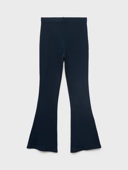 Mango Kids' Cotton Rich Flared Leggings, Navy - view 2, Navy