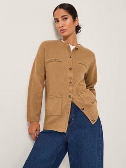 Monsoon Bella Braid Pocket Cardigan, Camel, Camel