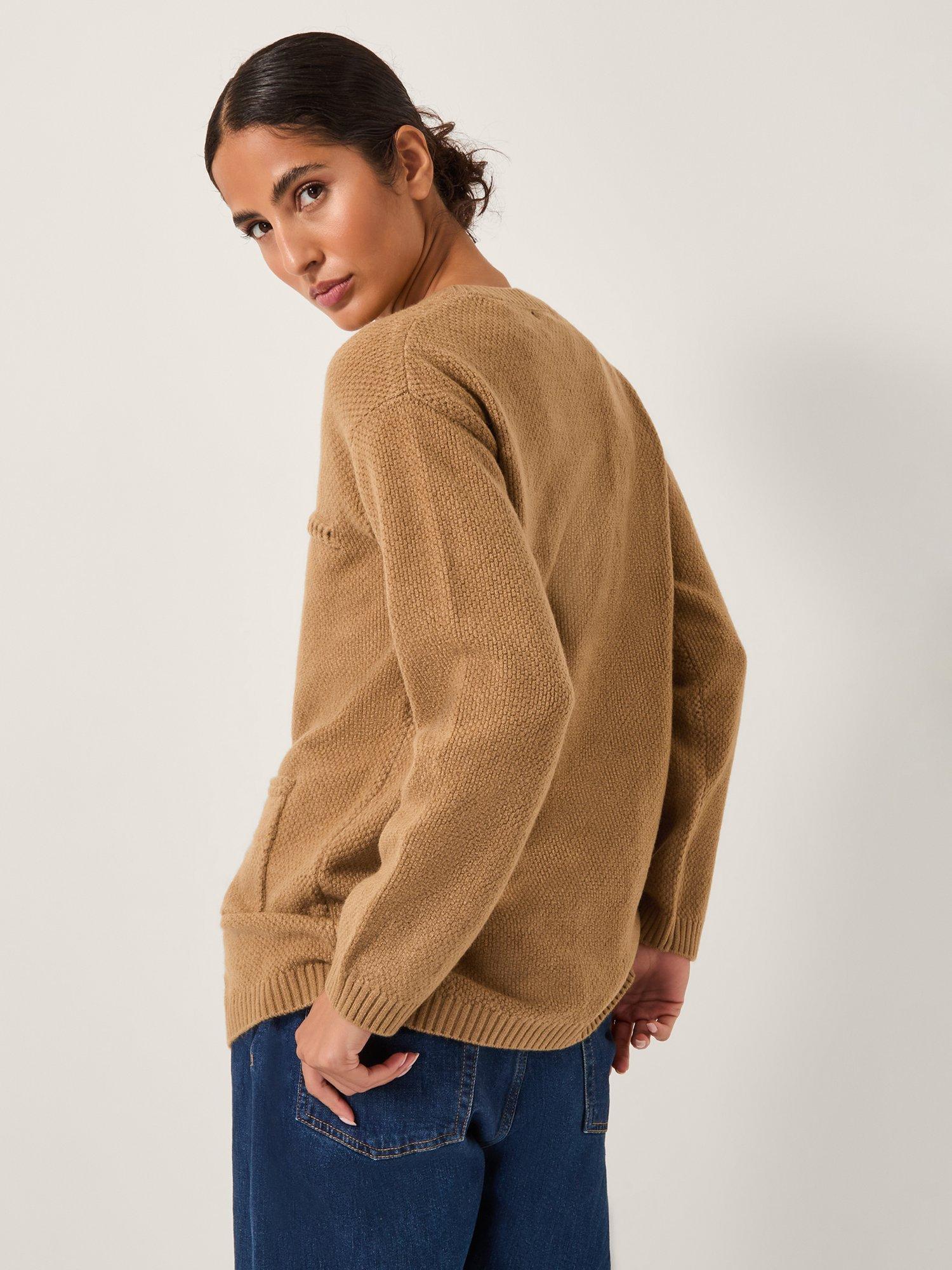 Product image 2 of 5, which shows Monsoon Bella Braid Pocket Cardigan, Camel, S