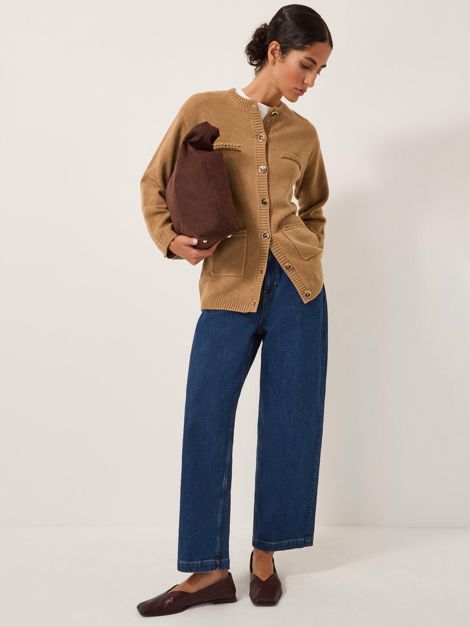 Product image 3 of 5, which shows Monsoon Bella Braid Pocket Cardigan, Camel, S