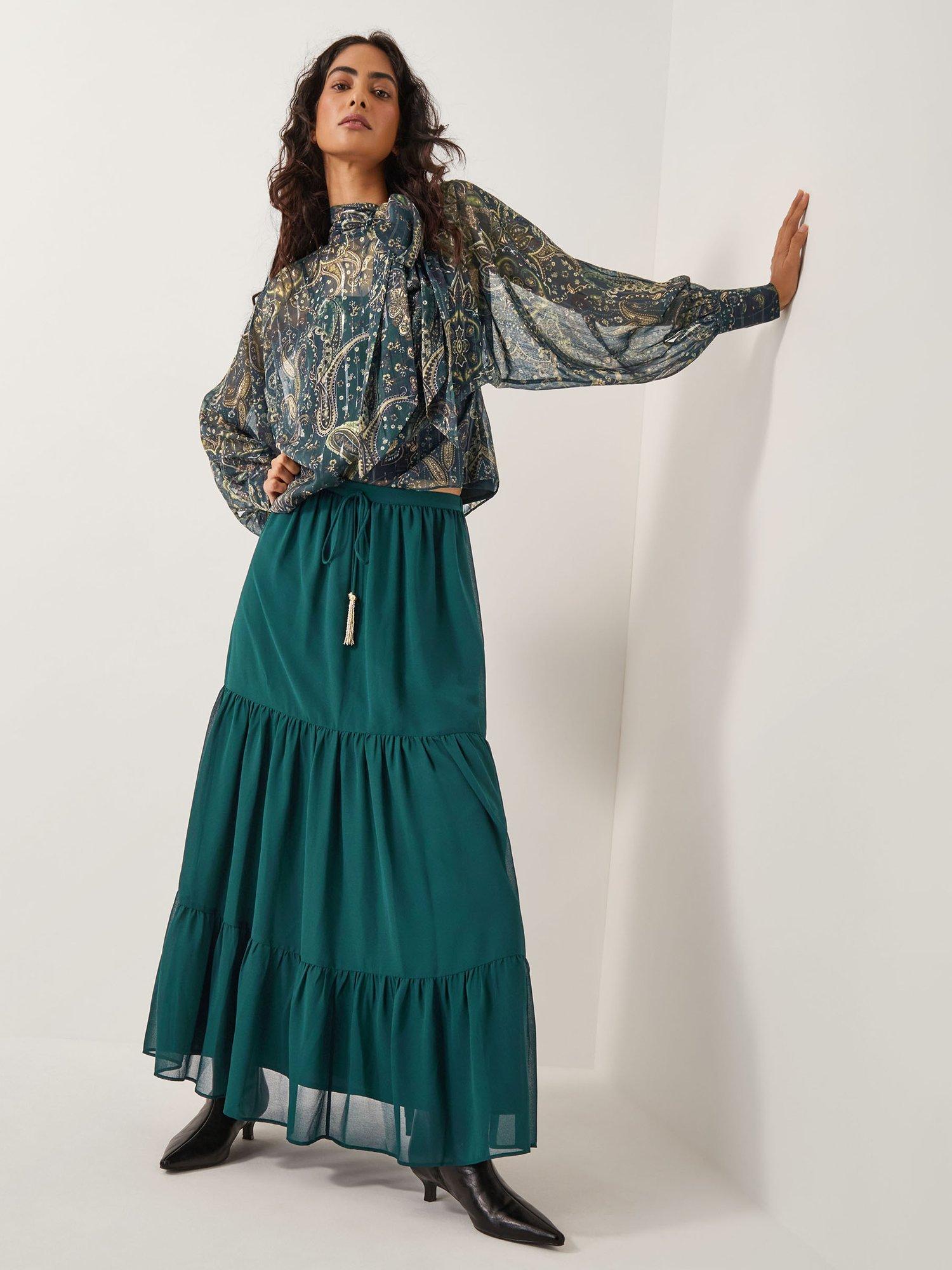 Product image 3 of 5, which shows Monsoon Marianna Paisley Blouse, Green, S