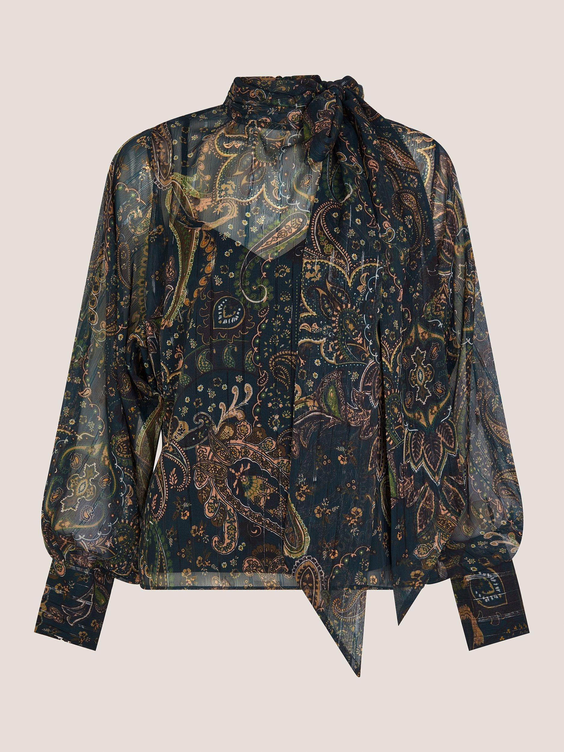 Product image 5 of 5, which shows Monsoon Marianna Paisley Blouse, Green, S