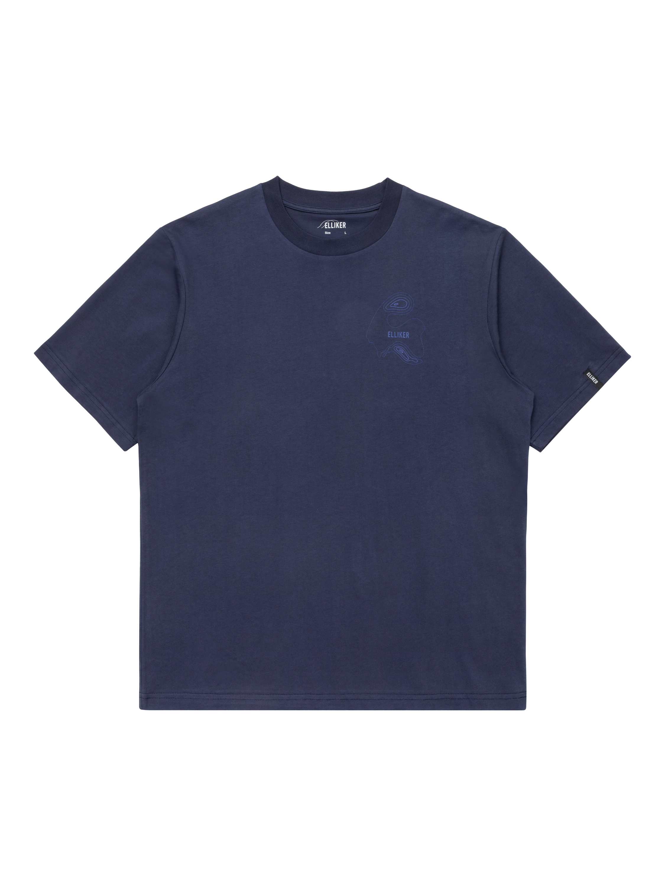 Product image 1 of 4, which shows ELLIKER Cotton Regular Fit Graphic T-Shirt, Navy, XS