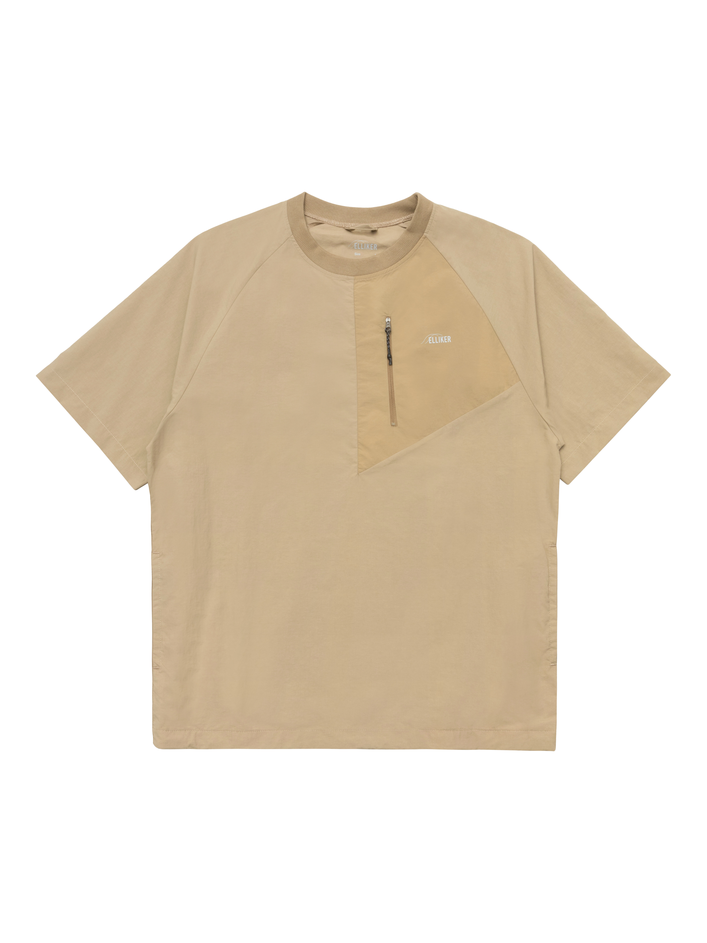 Product image 1 of 5, which shows ELLIKER Kex Nylon Regular Fit Tech T-Shirt, Sand, XS