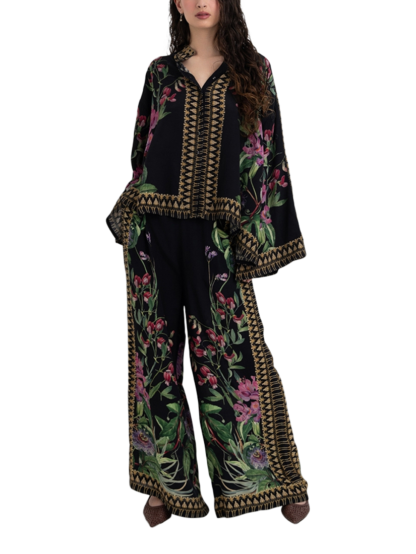 Product image 1 of 3, which shows Raishma Siara Floral Tunic Shirt, Black, 10
