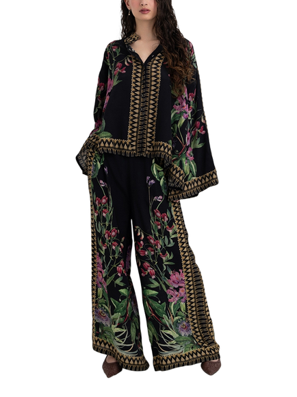 Raishma Siara Floral Tunic Shirt, Black, Black