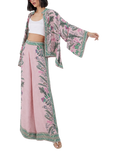 Raishma Ariyah Floral Wide Leg Trousers, Pink/Multi
