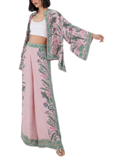 Raishma Ariyah Floral Wide Leg Trousers, Pink/Multi, Pink/Multi