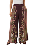 Raishma Rhea Floral Wide Leg Trousers, Plum